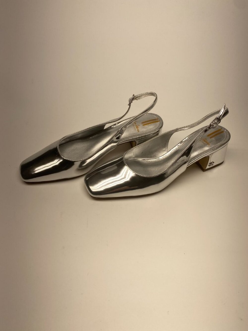 Sam Edelman Womens Terra Soft Silver Slingback Block Heel Sz 9